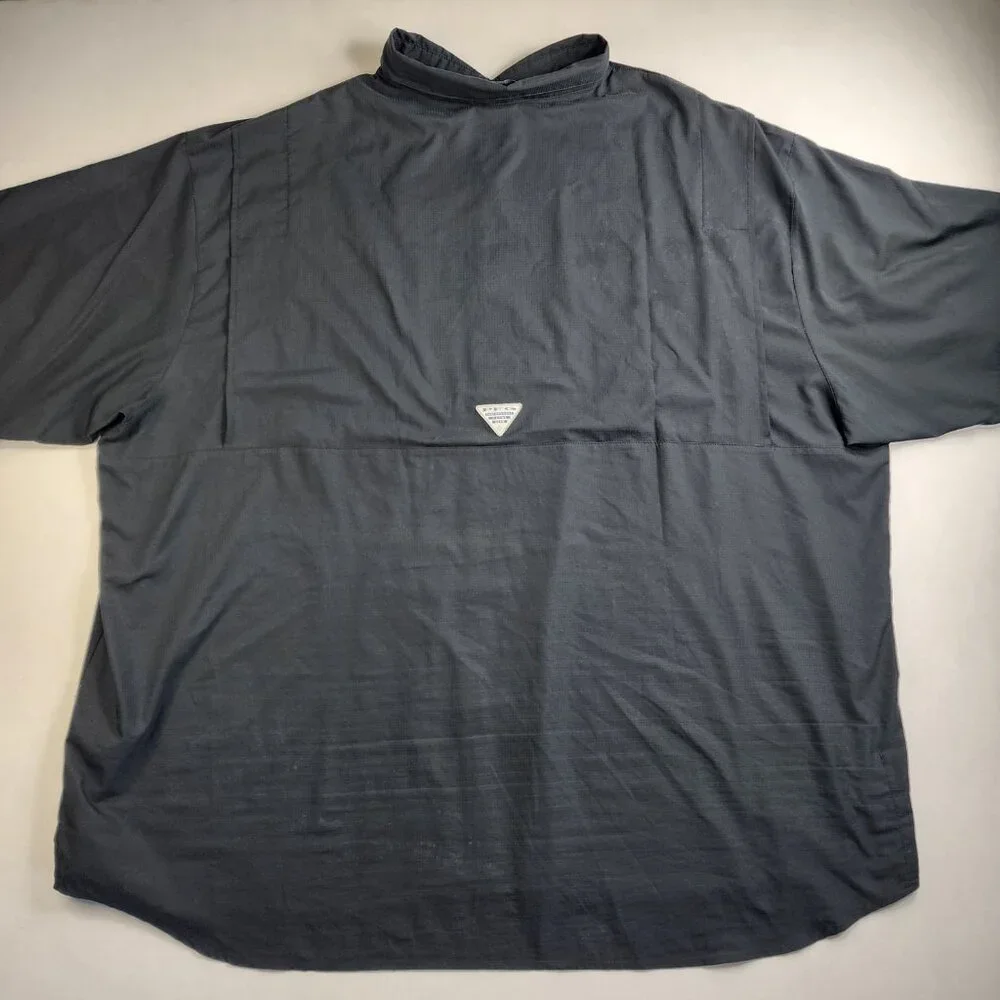 Columbia PFG Bahama Shirt Mens 5XT Tall Black Short Sleeve Vented Omni Shade - Picture 14 of 14